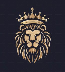 Majestätischer Löwe und Krone